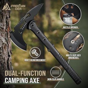 Xcart Hatchet, Sharp Outdoor Axe, Portable Camping Axe with Clip and Sheath, Durable Hatchet for Camping, Hiking, and Outdoor Use with Comfortable Handle